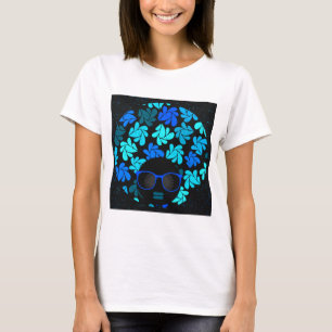 Afro Diva Blau  T-Shirt