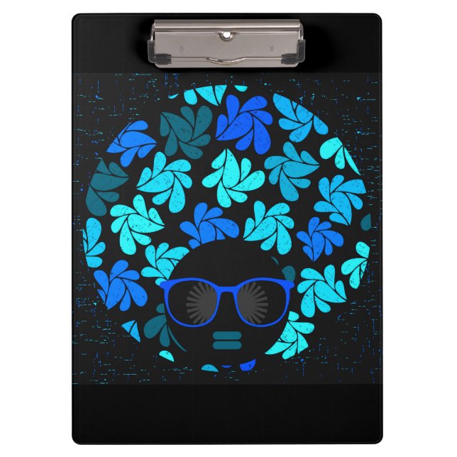Afro Diva Green & Blue Clipboard Klemmbrett (Vorderseite)