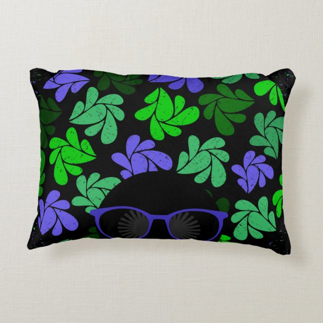 Afro Diva Green & Blue Dekokissen (Rückseite)