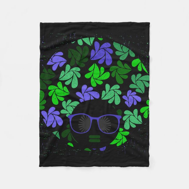 Afro Diva Green & Blue Fleecedecke (Vorderseite)