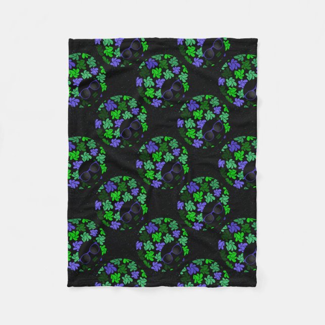 Afro Diva Green & Blue Fleecedecke (Vorderseite)