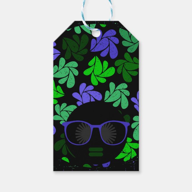 Afro Diva Green & Blue Geschenkanhänger (Vorderseite)