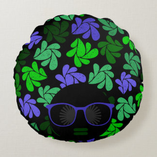 Afro Diva Green & Blue Rundes Kissen