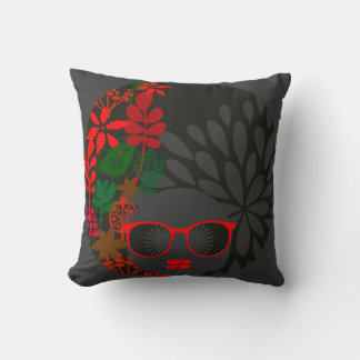 Afro Diva Pillow Red Green Black Slate Kissen