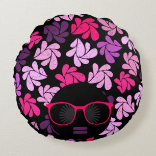 Afro Diva Pink Rundes Kissen