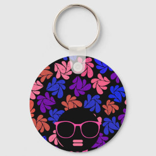 Afro Diva Rosa Lavendel Blau Schlüsselanhänger