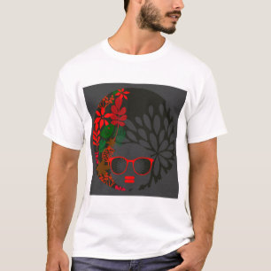 Afro Diva Rot Grün Schiefer Schwarz T-Shirt