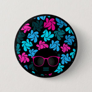 Afro Diva Türkis & Hot Pink Button