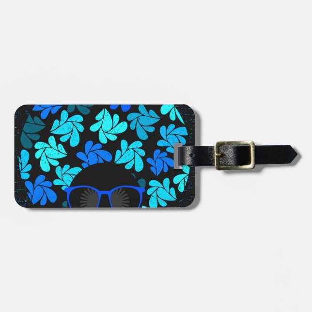 Afro Diva Turquoise Aquamarin Gepäckanhänger (Vorderseite horizontal)