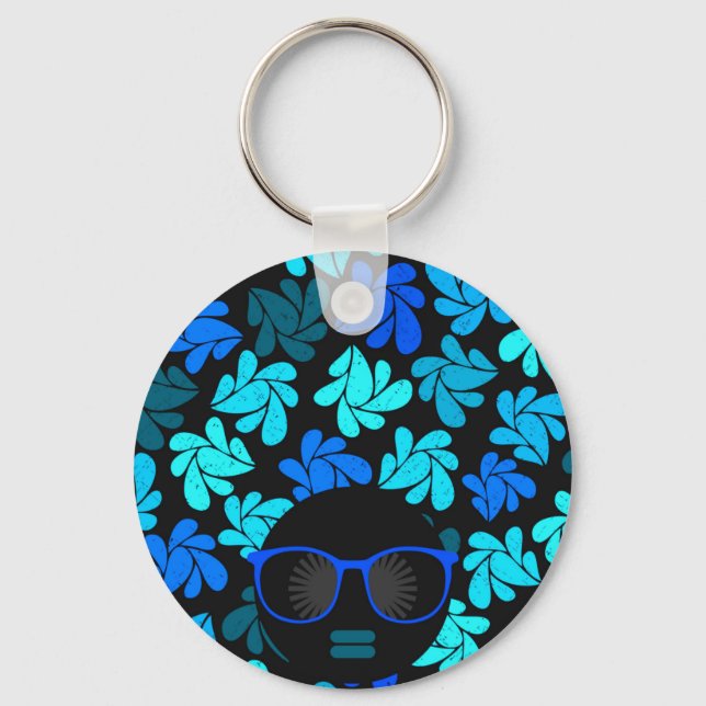 Afro Diva Turquoise Aquamariner Schlüsselanhänger (Vorderseite)