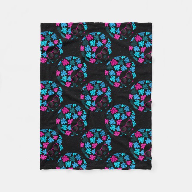 Afro Diva Turquoise & Hot Pink Fleecedecke (Vorderseite)