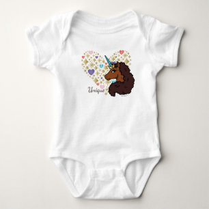 Afro-Einhorn   Einzigartiges Herz-Design Baby Strampler