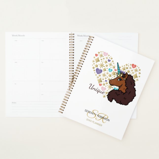 Afro-Einhorn | Einzigartiges Herz-Design Planer (Anzeige)