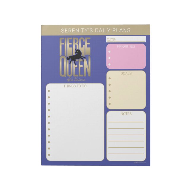 Afro-Einhorn Fierce Queen Notizblock (Rotiert)