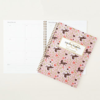 Afro-Einhorn-Herz- und Stern-Pink-Muster Planer