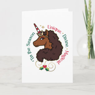Afro-Einhorn 'Tis the Season-Festtags-Einhorn Karte