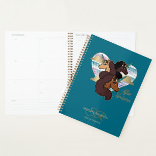 Afro-Einhorn-Trio-Herz-Design Planer