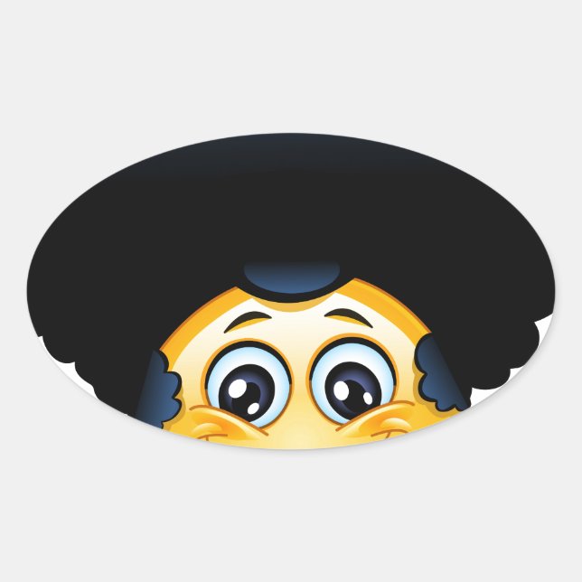 afro emoji ovaler aufkleber (Vorderseite)