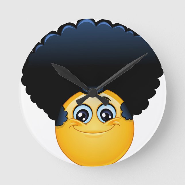 afro emoji runde wanduhr (Vorderseite)