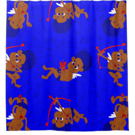 Afro Engel Black cupione african cherub blue heart Duschvorhang