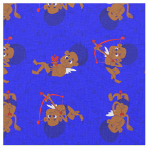 Afro Engel Black cupione african cherub blue heart Stoff