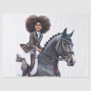 Afro Equestrian - Young Girl Rider Seidenpapier