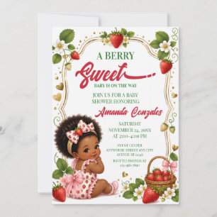 Afro Erdbeeren Baby Shower Einladung, Beeren Süß Einladung