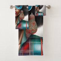 Afro Frau elegante und bizarre Urlaubsstimmung