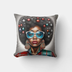 Afro Frau frische Winterferien Stimmung Kissen
