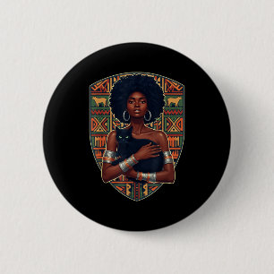 Afro-Frau schwarze Katze afrikanische Kunst Melani Button