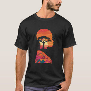 Afro-Frau Silhouette Afrikanisches Sonnenuntergang T-Shirt