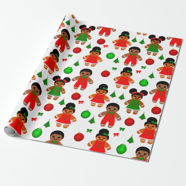 Afro Gingerbread Kinder Weihnachtskoch Geschenkpapier (Ungerollt)