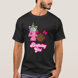 Afro Girl 4. Geburtstag Black Girl Afrikanischer A T-Shirt