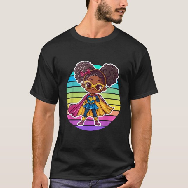 Afro Girl Birthday Afro American Comic Superher T-Shirt (Vorderseite)