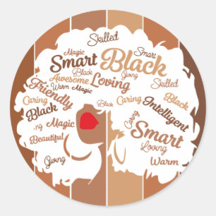 Afro Girl Black Runder Aufkleber