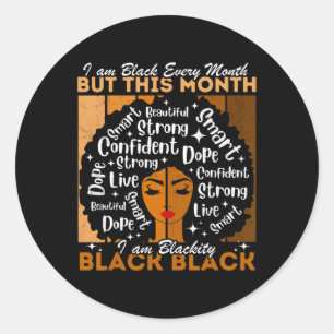 Afro Girl Blackity Black jeden Monat schwarze Gesc Runder Aufkleber