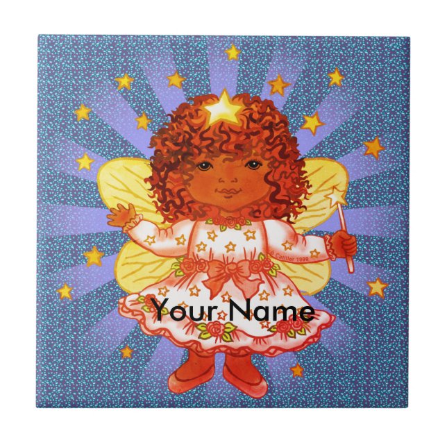 Afro Girl Fairy tile Fliese (Vorderseite)