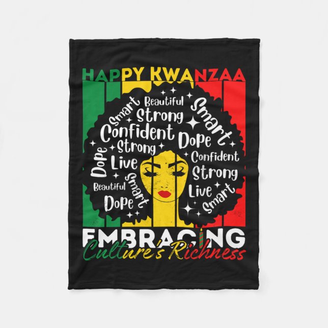 Afro Girl Happy Kwanzaa American Heritage Fleecedecke (Vorderseite)