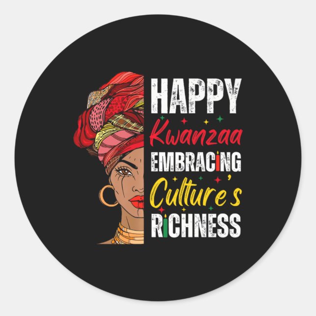 Afro Girl Happy Kwanzaa American Heritage Runder Aufkleber (Vorderseite)