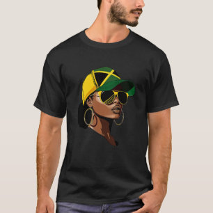 Afro Girl Patriotic Jamaica Flag Jamaica Independe T-Shirt
