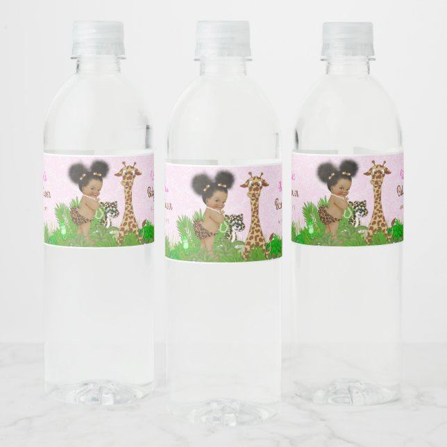 Afro Girl Safari Baby Dusche Wasserflaschen Labels Wasserflaschenetikett (Flaschen)