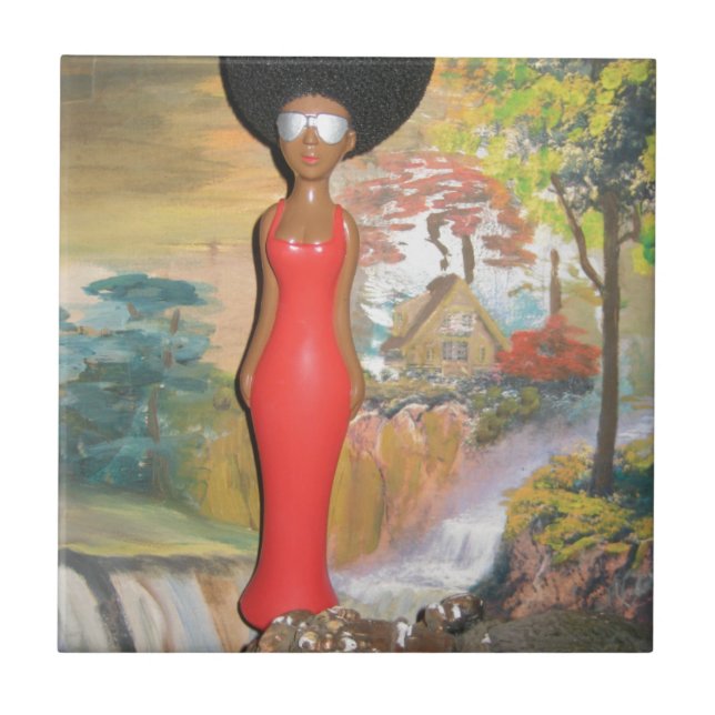 Afro Glam: Eine zeitlose Schönheit Fliese (Vorderseite)