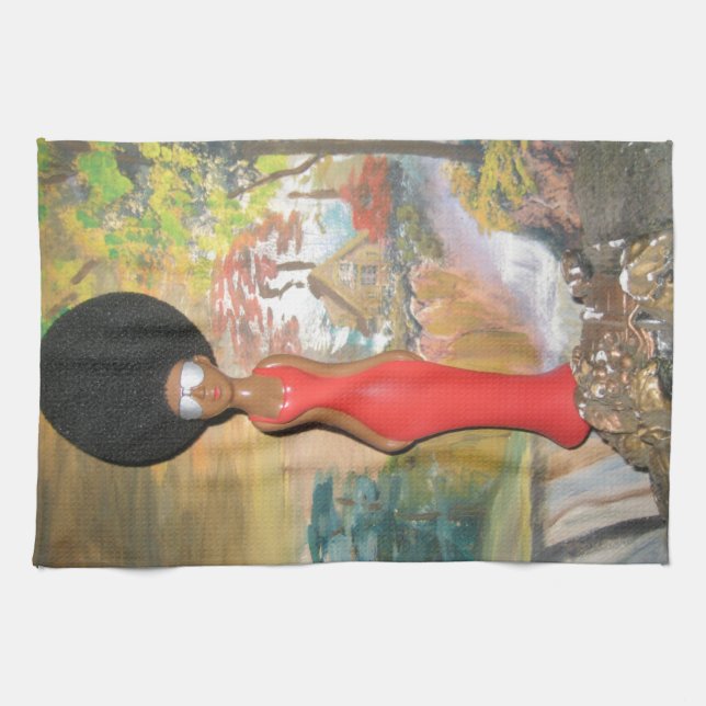 Afro Glam: Eine zeitlose Schönheit Geschirrtuch (Horizontal)