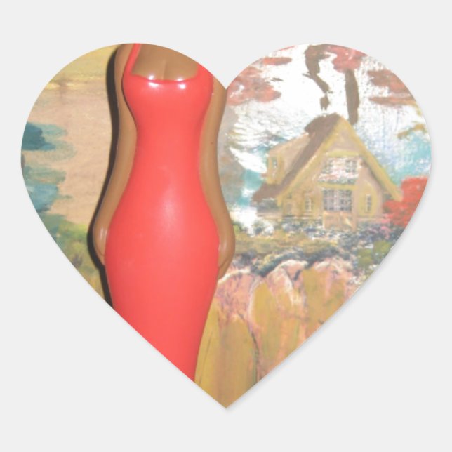 Afro Glam: Eine zeitlose Schönheit Herz-Aufkleber (Vorderseite)