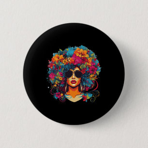 Afro-Haar Natürlich Schwarze Geschichte Stolz Schw Button