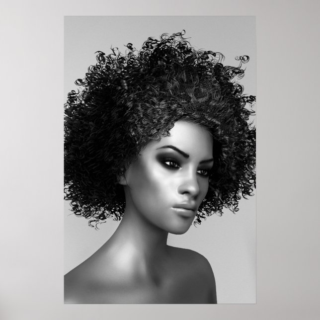 Afro Hair 3D Render Poster (Vorne)