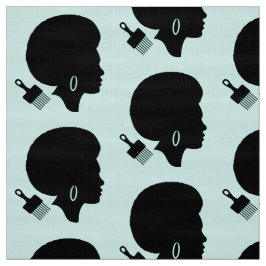 AFRO HAIR FRAU SILHOUETTE MIT AFRO PICK MOTIF STOFF