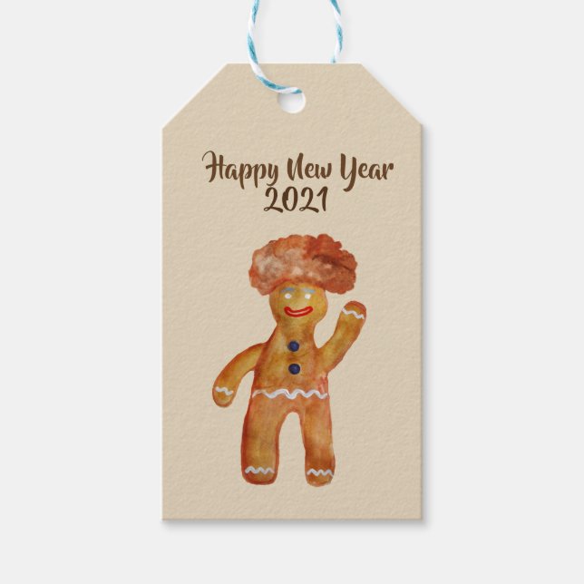 Afro Hair Gingerbread Man Custom Gift Tag Geschenkanhänger (Vorderseite)