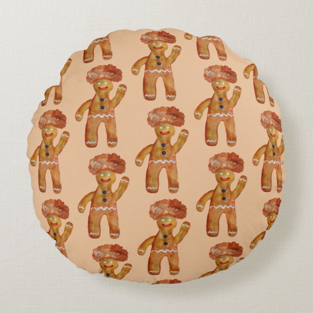 Afro Hair Gingerbread Man wirft Kissen (Vorderseite)
