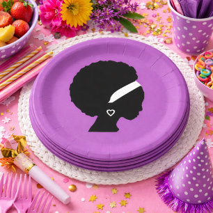 Afro Hair Lila Pappteller